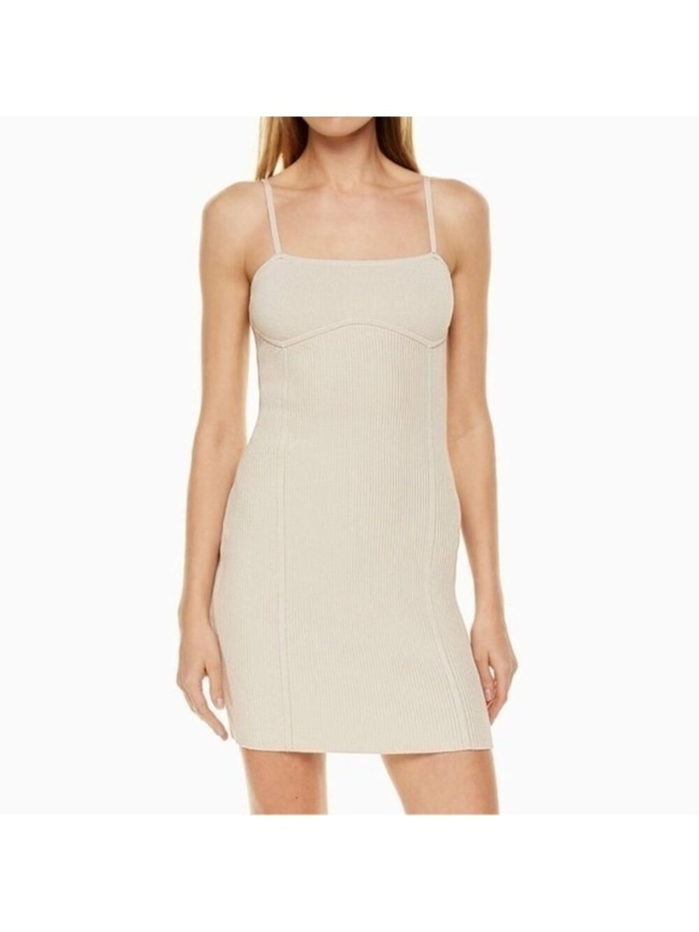 NWT Babaton Property Sculpt Knit Dress in Matte Pearl Size Large Aritzia #107770